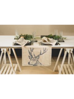 The Linen Table Stag Woven Table Runner, 140cm, Natural