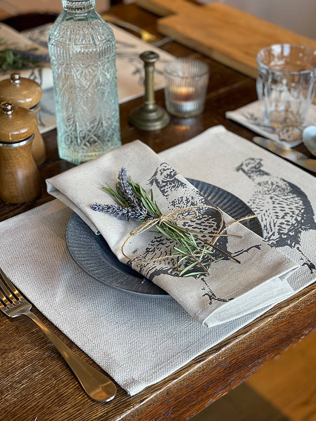 The Linen Table Pheasant Woven Linen Placemats, Set of 4, Natural
