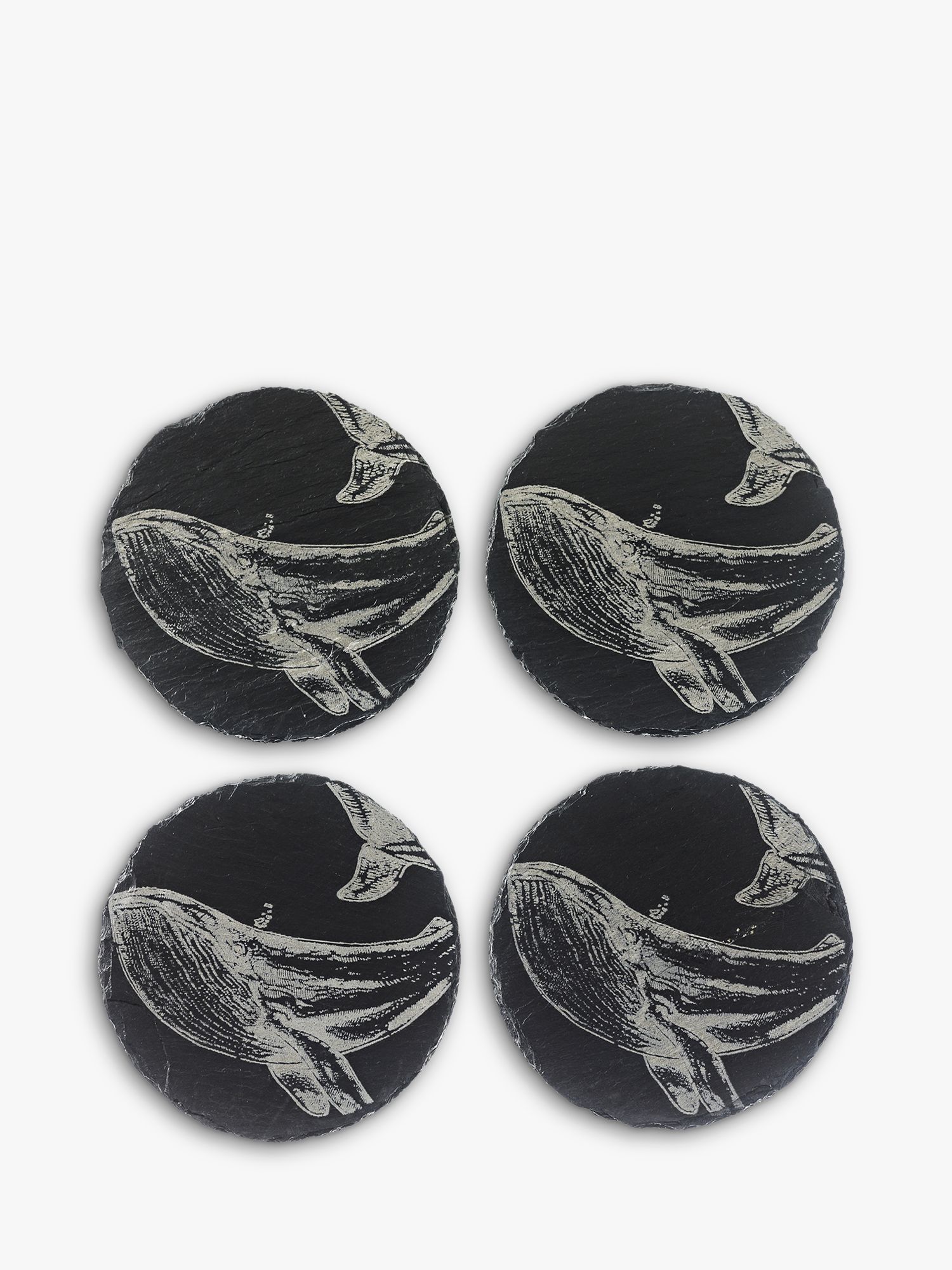 Whale Round Placemats And Coasters Set, Round Black Placemats And Coasters