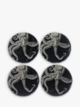 Selbrae House Octopus Round Slate Placemats and Coasters, Set of 4, Black