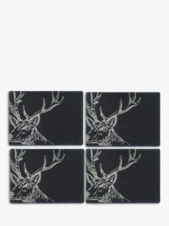 The Just Slate Company Stag Placemats and Coasters, Set of 4, Black