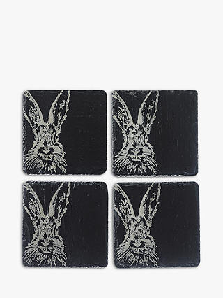 The Just Slate Company Hare Placemats and Coasters, Set of 4, Black