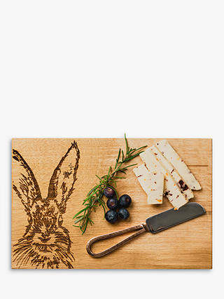 Scottish Made Oak Wood Hare Cheese Board & Knife, Natural