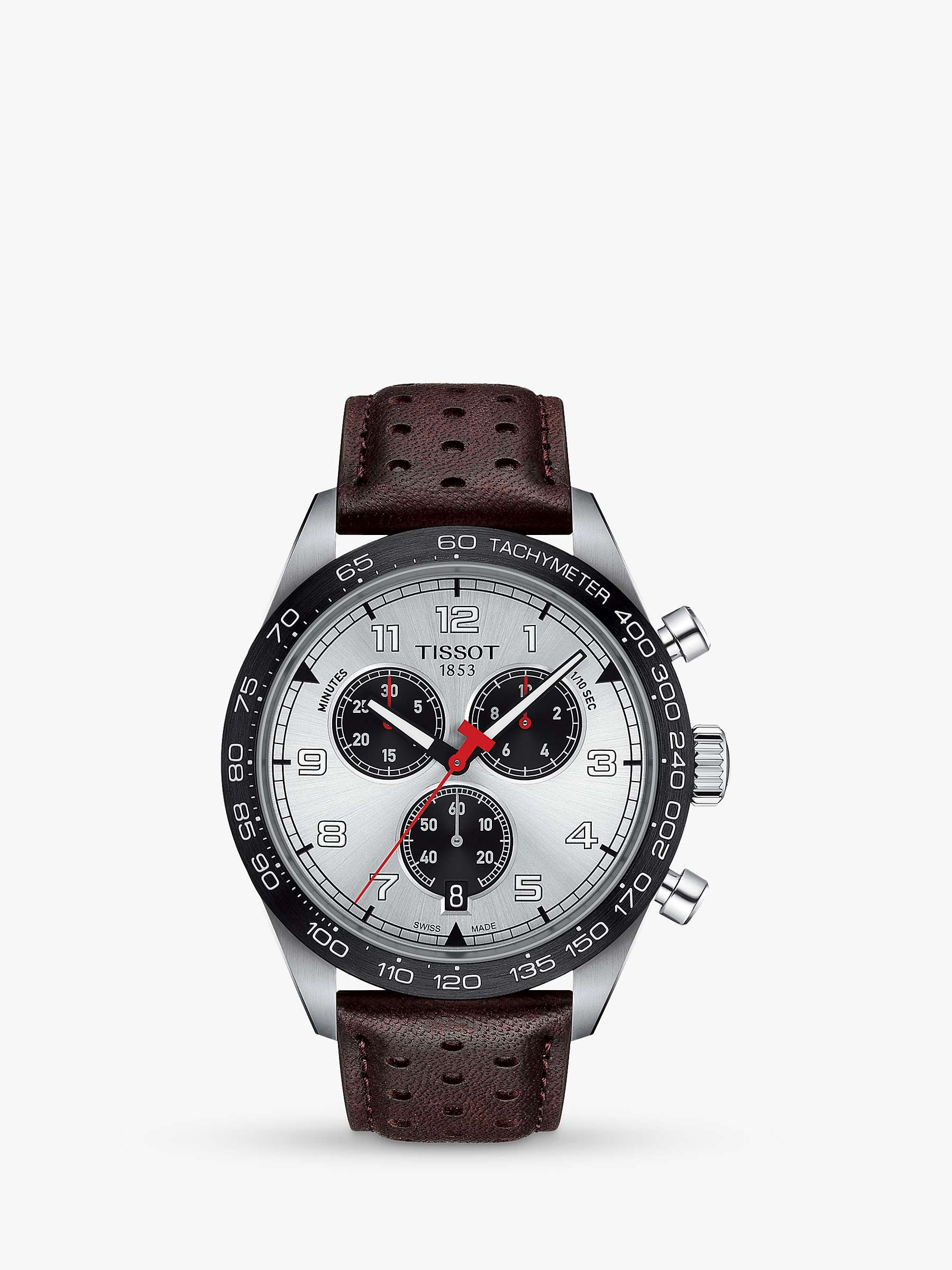 Buy Tissot T1316171603200 Men's Chronograph Leather Strap Watch, Brown/Silver Online at johnlewis.com