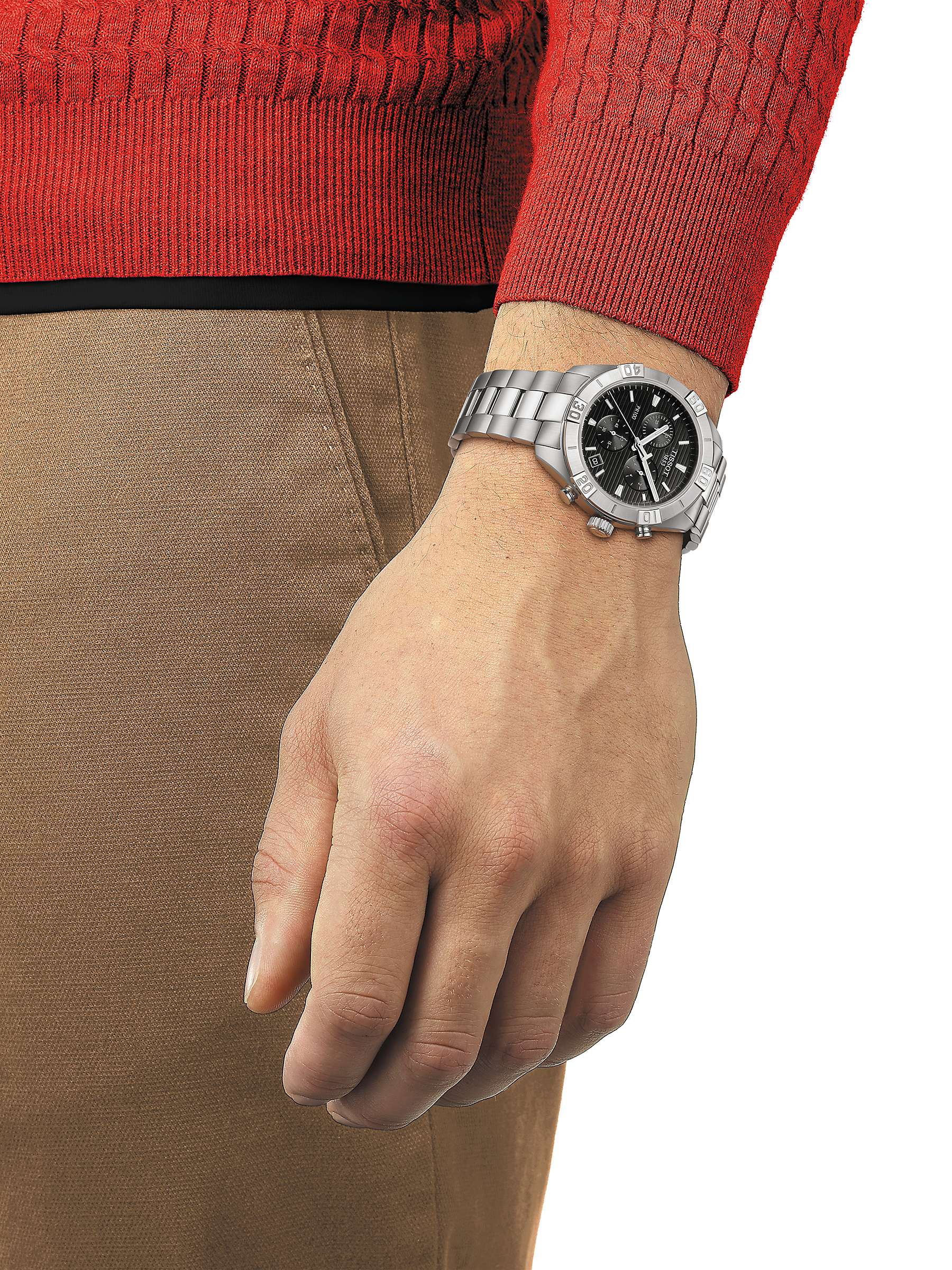 Buy Tissot Men's PR100 Sport Chronograph Date Bracelet Strap Watch, Silver/Black T1016171105100 Online at johnlewis.com
