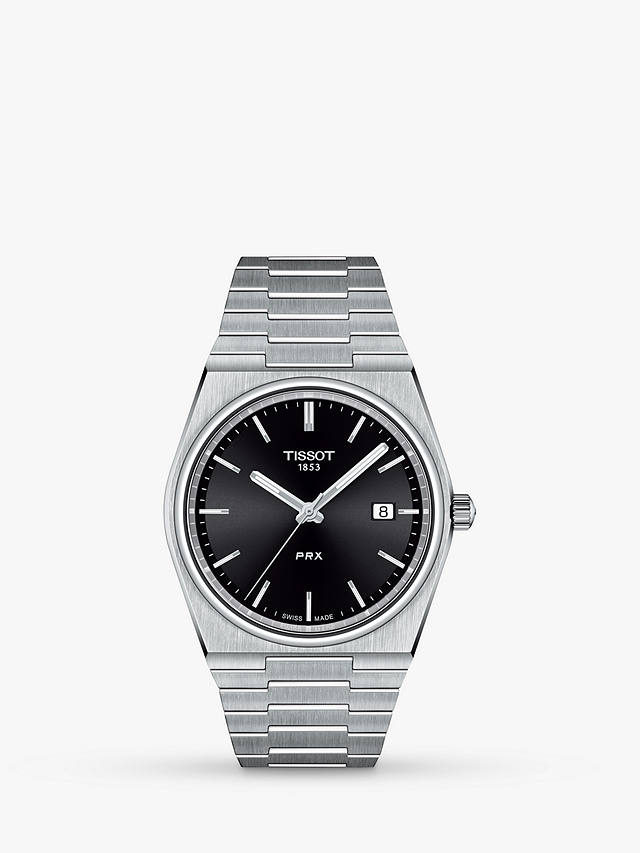 johnlewis.com | Tissot Men's PRX Date Bracelet Strap Watch, Silver/Black T1374101105100