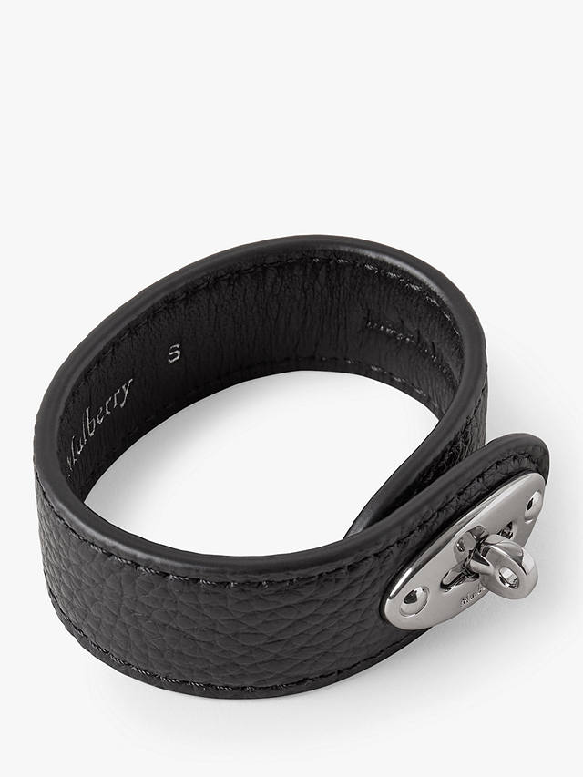 Mulberry Bayswater Leather Bracelet, Black/Silver, Medium: L18.7 x W2cm