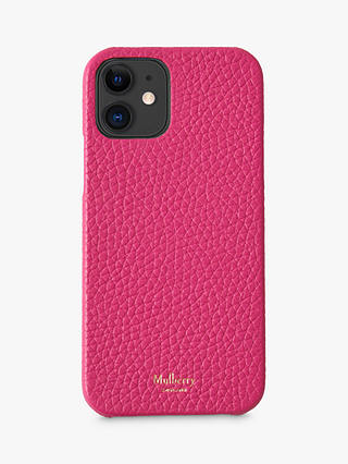 Mulberry Heavy Grain Leather iPhone 12 Cover, Mulberry Pink
