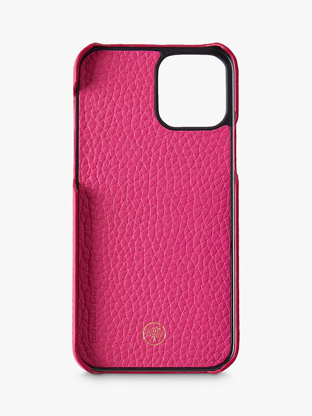 Mulberry Heavy Grain Leather iPhone 12 Cover, Mulberry Pink