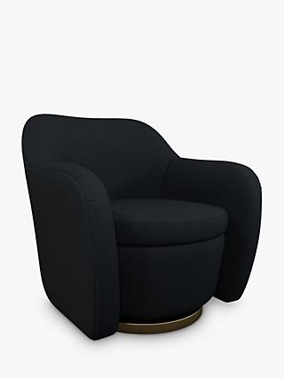 Snuggle Range, John Lewis & Partners Snuggle Accent Swivel Chair, Gold Base, Marlo Navy