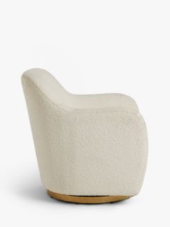 John Lewis Snuggle Accent Swivel Chair, Gold Base, Cream Boucle