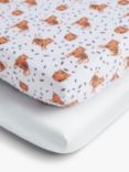 John Lewis ANYDAY Tiger Print Infant Fitted Cotton Sheet, Pack of 2