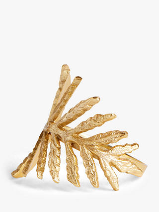John Lewis & Partners Leaf Napkin Ring, Set of 4, Gold