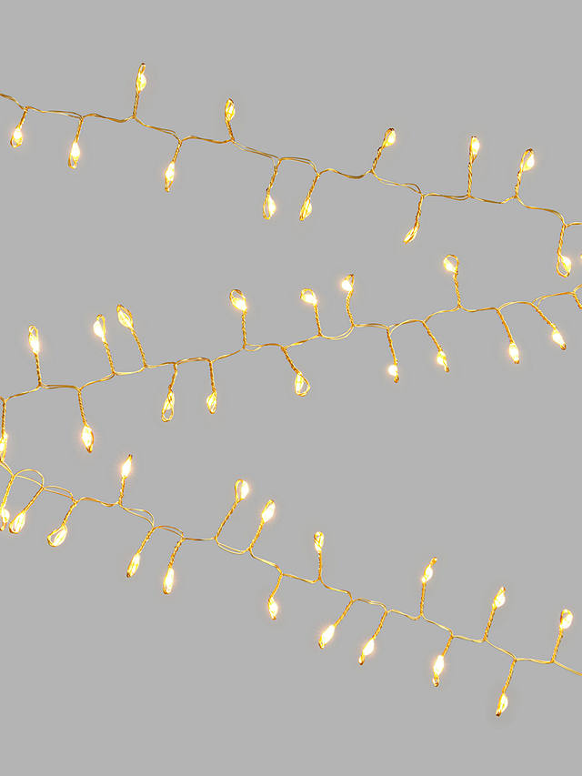 johnlewis.com | John Lewis & Partners 100 LED Cluster Lights, Gold Wire / Warm White, L1.5m
