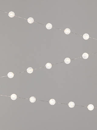 John Lewis 160 LED Frosted Snowball Lights, Pure White, L16m