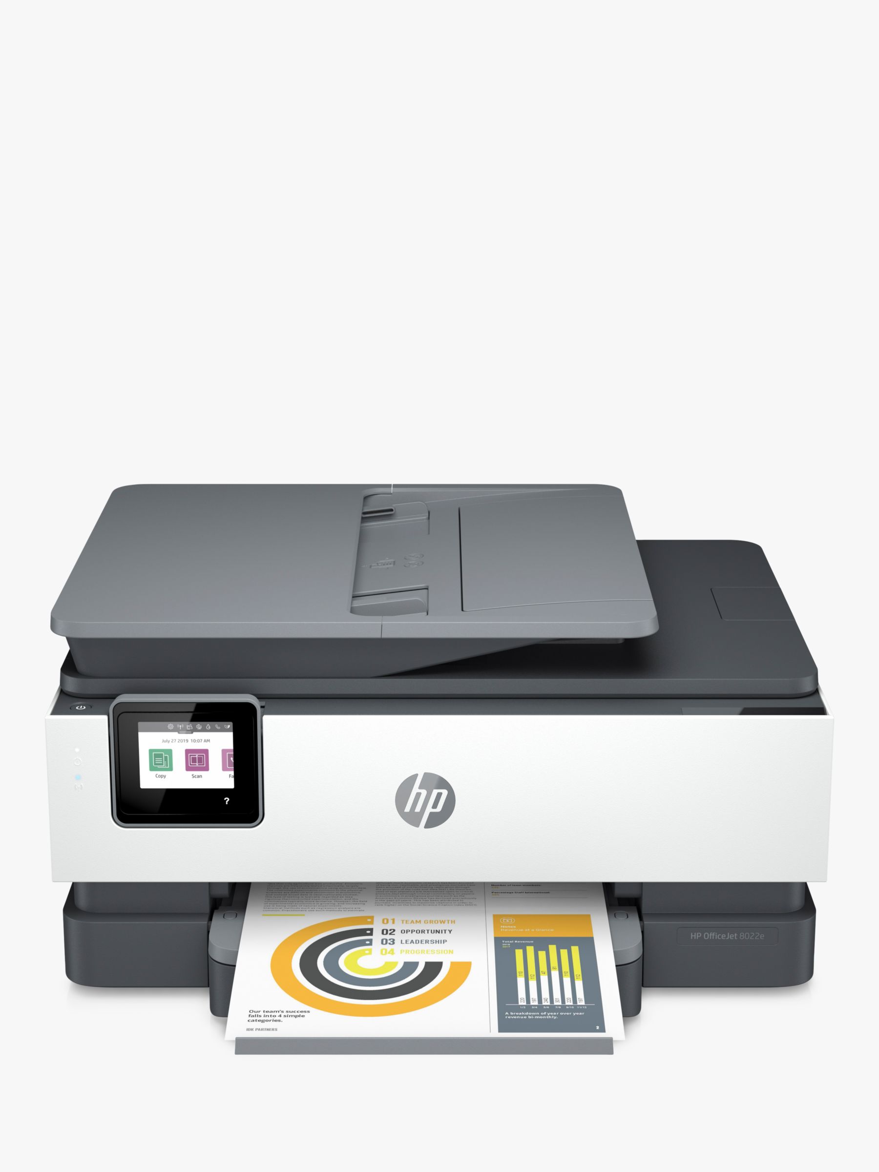 HP OfficeJet Pro 8022e All-in-One Wireless Printer with Touch Screen, HP+  Enabled & HP Instant Ink Compatible, White & Grey