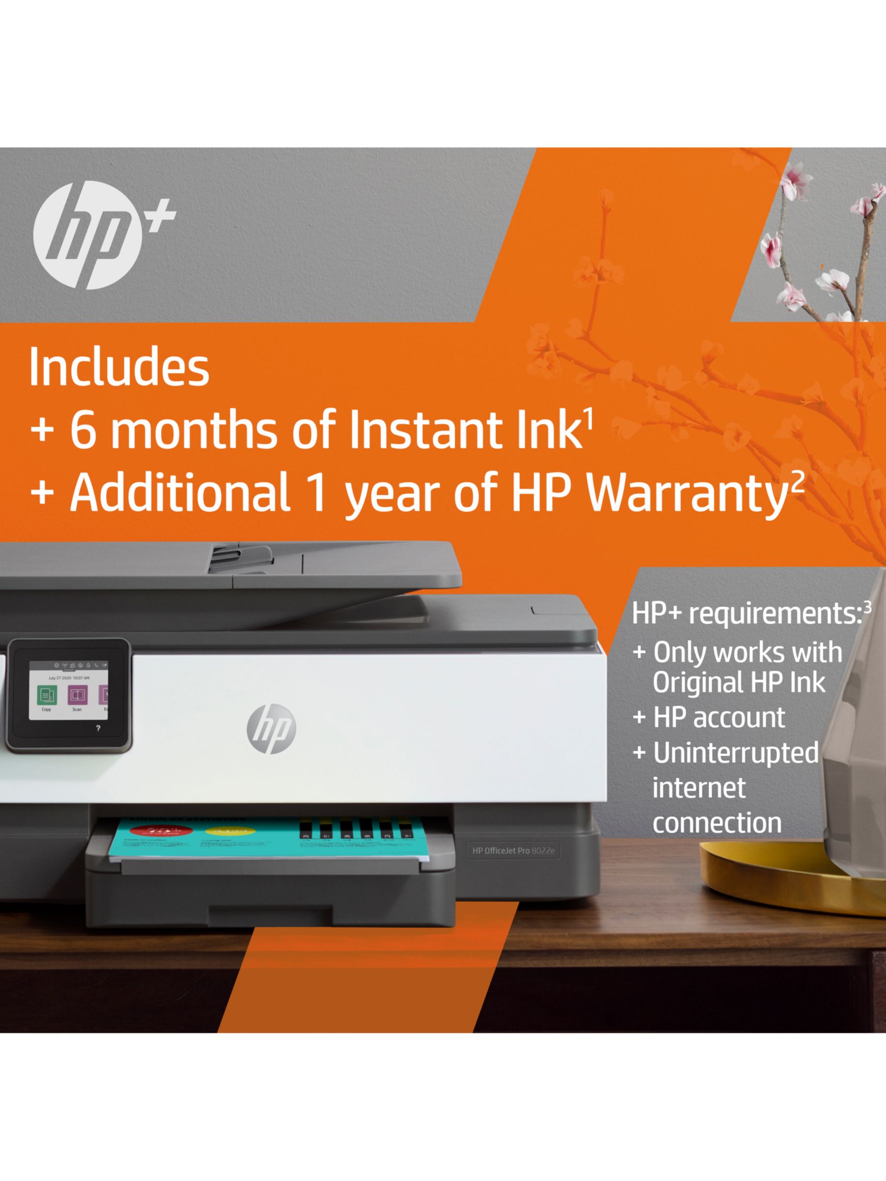 HP OfficeJet 8022 Wireless All-in-One Color Inkjet Printer - Instant Ink  Ready