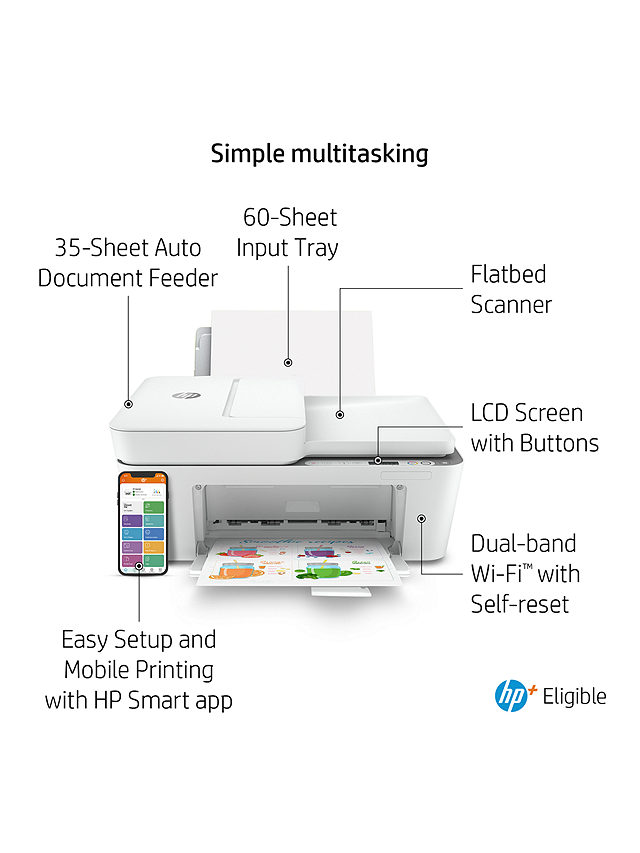 HP Deskjet Plus 4120e All-In-One Wireless Printer, HP+ Enabled & HP Instant Ink Compatible, White
