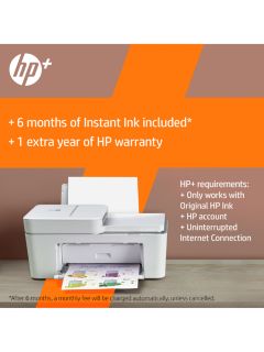 HP Deskjet Plus 4120e All-In-One Wireless Printer, HP+ Enabled & HP Instant Ink Compatible, White