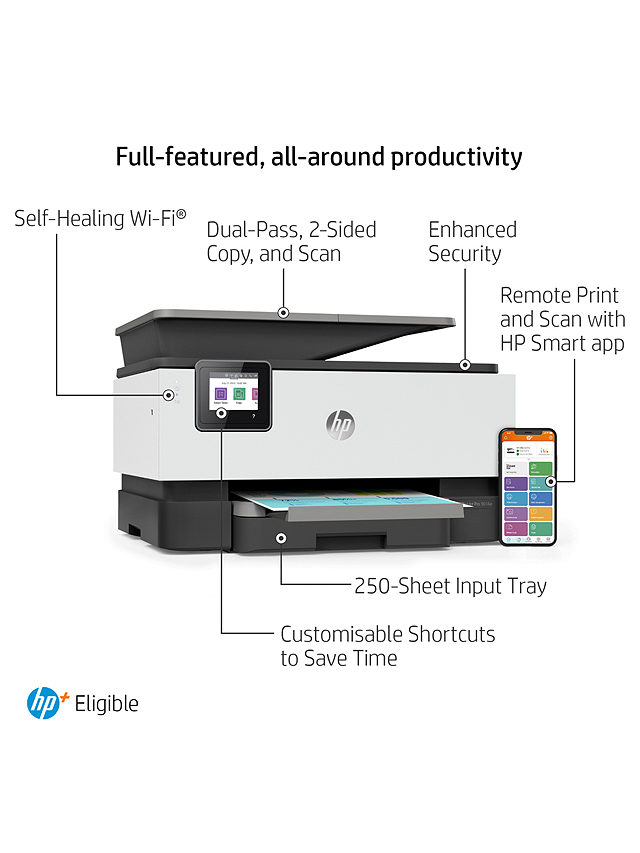 HP OfficeJet Pro 9014e All-in-One Wireless Printer & Fax Machine with Touch Screen, HP+ Enabled & HP Instant Ink Compatible, White & Grey