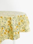 John Lewis & Partners Sprigs Floral PVC Wipe Clean Round Tablecloth, 180cm, Yellow/Multi