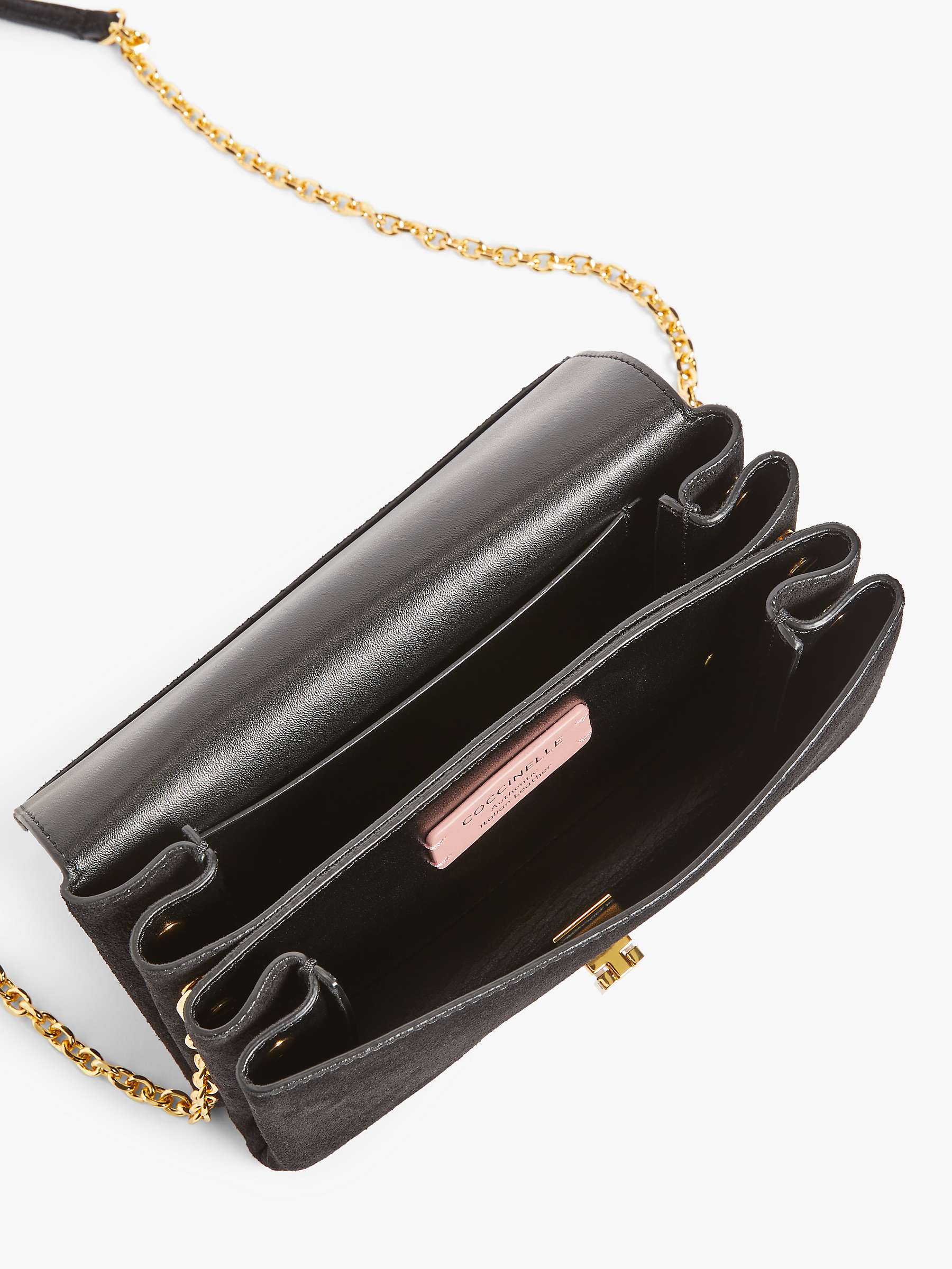 Buy Coccinelle Arlettis Suede Leather Clutch Bag, Noir Online at johnlewis.com