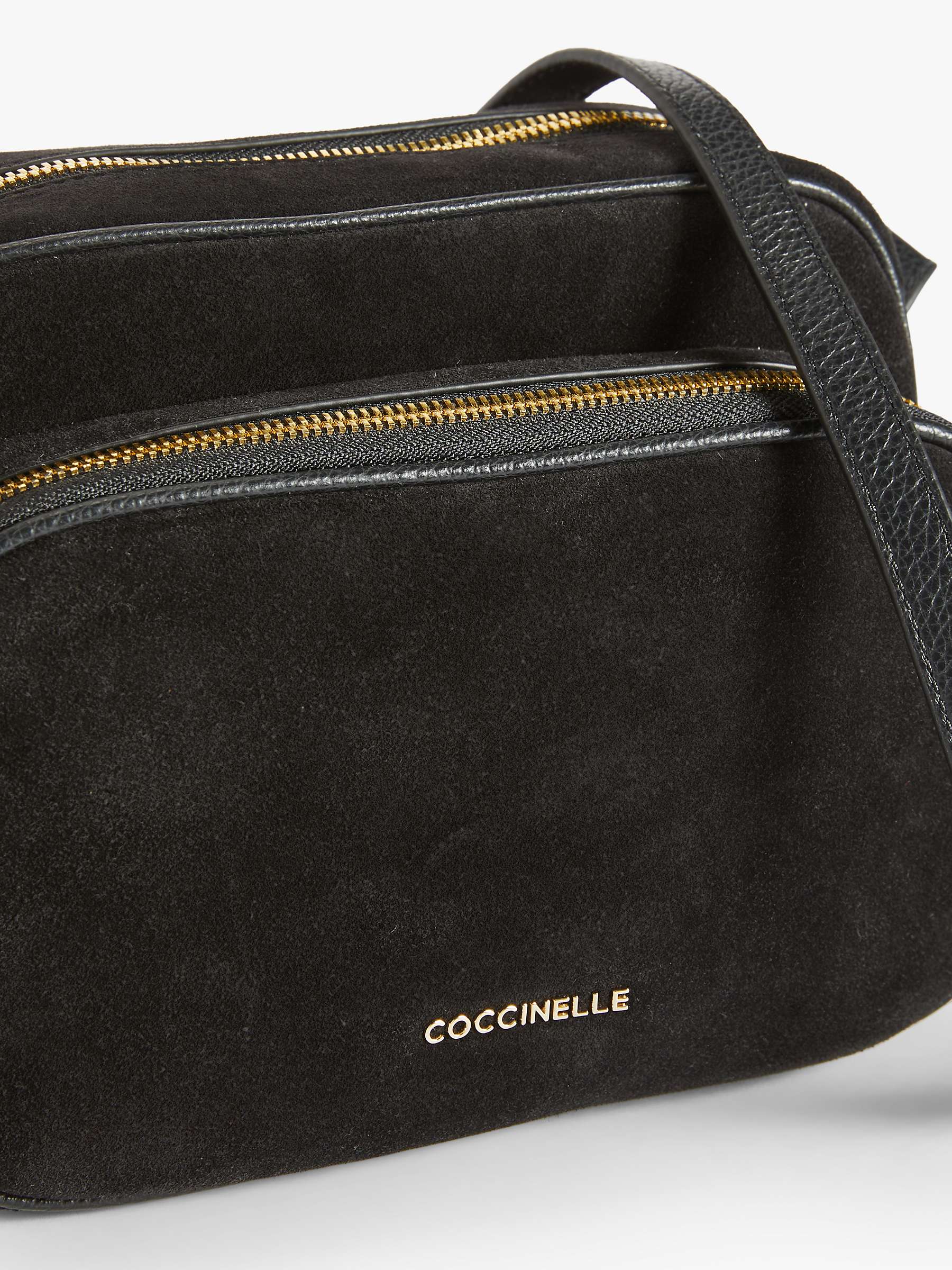 Buy Coccinelle Lea Suede Leather Camera Cross Body Bag, Noir Online at johnlewis.com