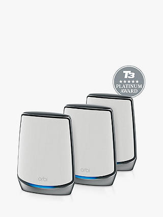 Netgear Orbi RBK853 Whole Home Mesh Wi-Fi System with Router and 2 Satellites, AX6000