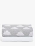 Snüz Baby Cloud Nine Crib Fitted Sheets, 2 Piece Set, Grey/White