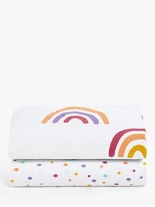Snüz Baby Rainbow Crib Fitted Sheets, 2 Piece Set, Multi/White