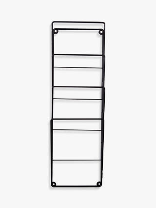 Present Time Steel Wire Wall-Mounted Magazine Rack, 60 x 19cm, Black