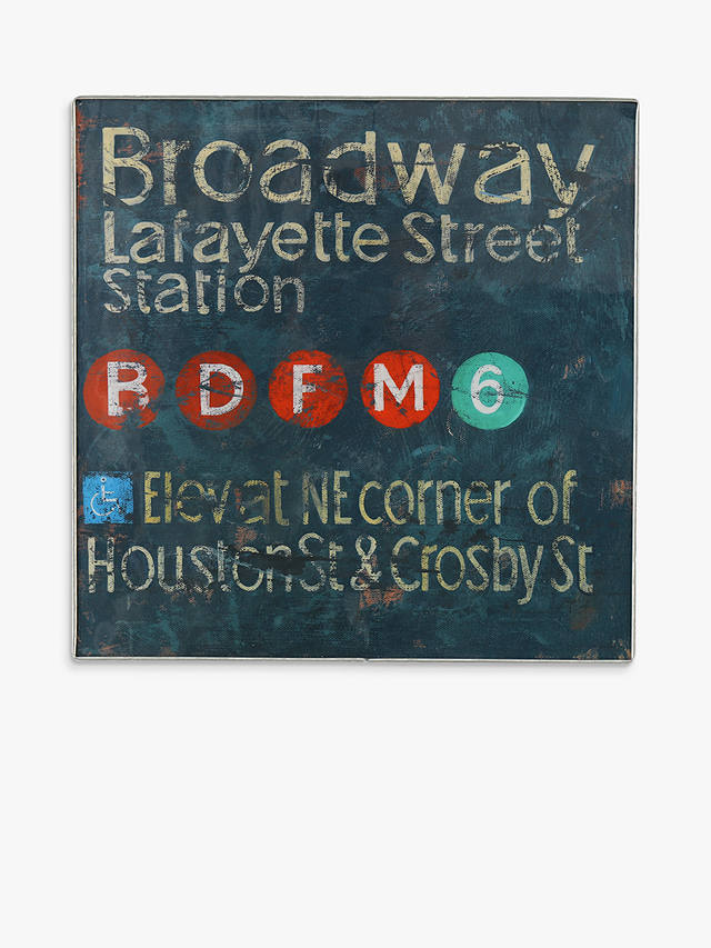Fabrice De Villeneuve - 'Broadway' New York Subway Galvanized Steel Panel, 35 x 35cm, Blue/Multi