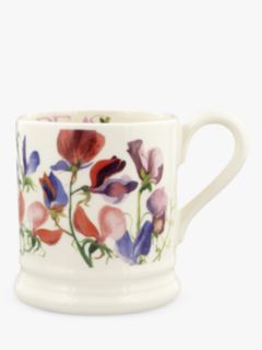 Emma Bridgewater Flowers Sweet Pea Half Pint Mug, 300ml, Purple/Multi