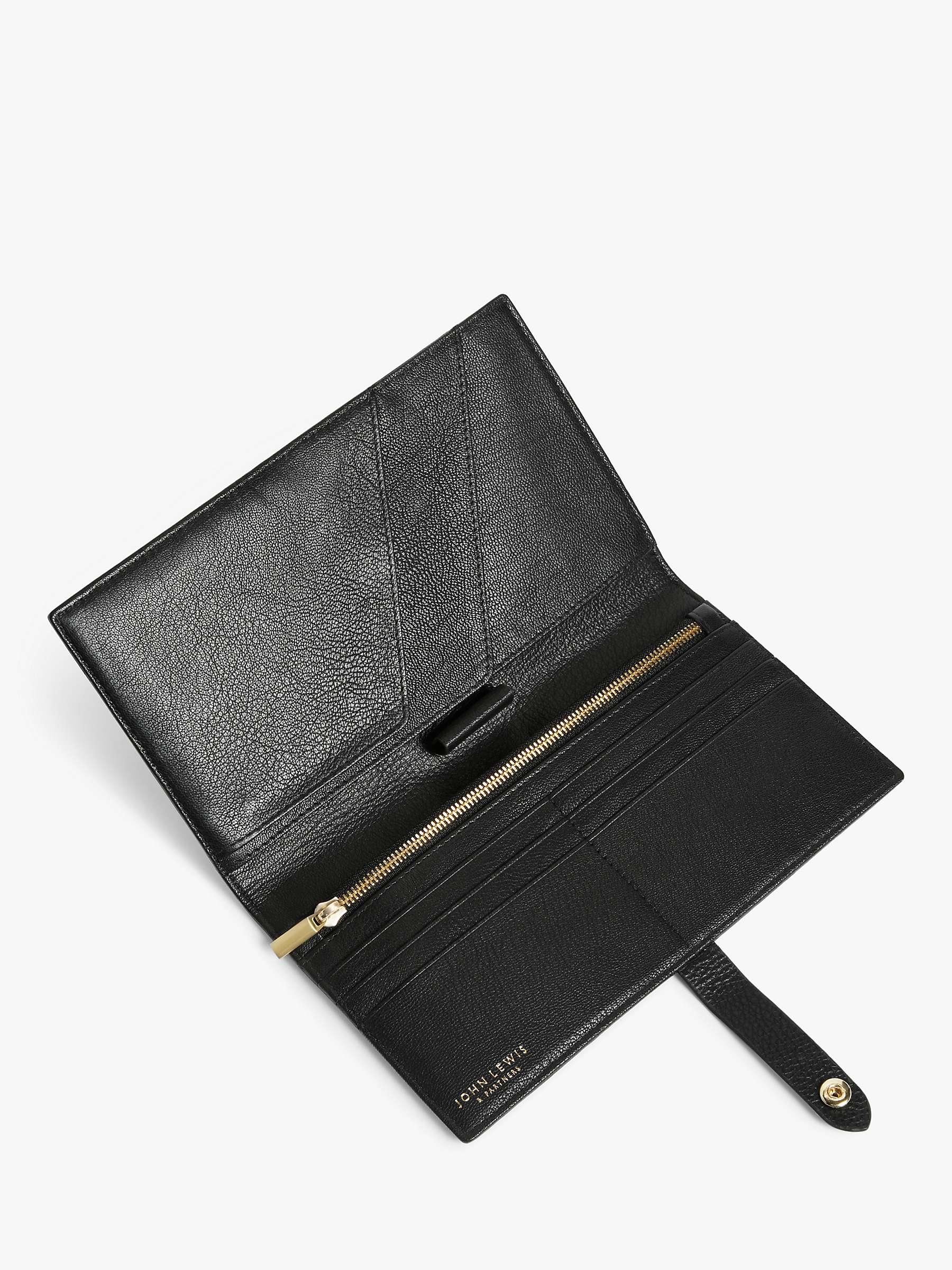 John Lewis & Partners Leather Travel Wallet, Black at John Lewis & Partners