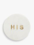 John Lewis Round Marble 'His' Coaster, White/Brass