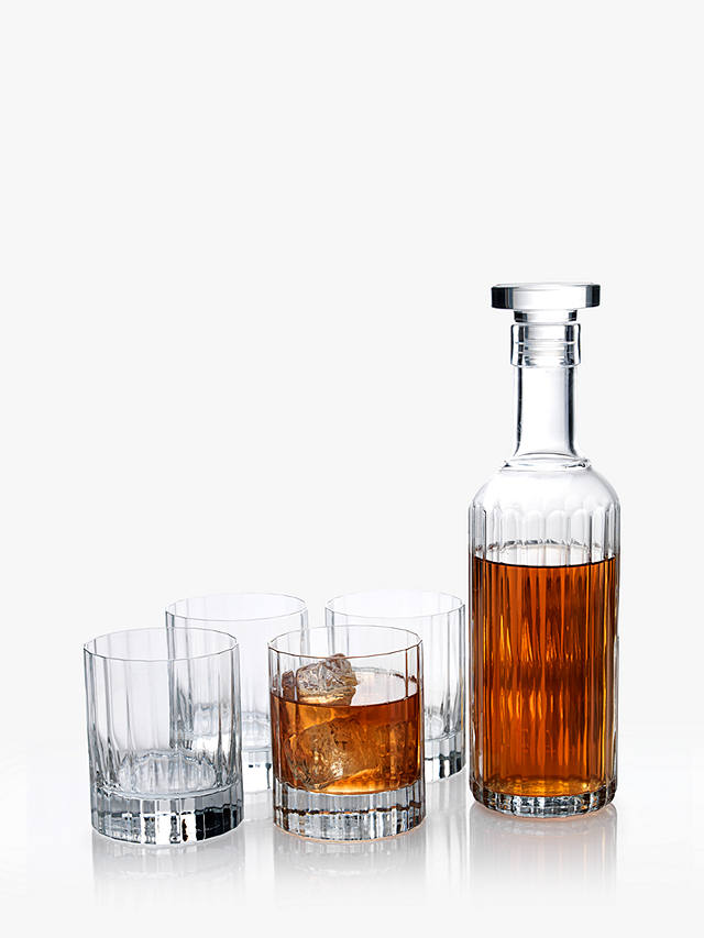 Luigi Bormioli Bach Fluted Glass Decanter & Tumblers Whisky Gift Set, 5 Piece, Clear
