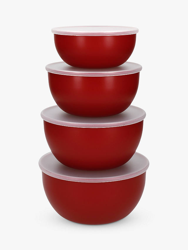 KitchenAid Nesting Plastic Food Preparation & Storage Bowls, Set of 4, Red