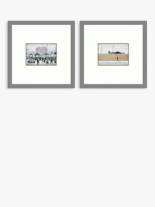 LS Lowry - 'Man Lying on a Wall' & 'Market Scene' Framed Print & Mount, Set of 2, 53.5 x 53.5cm, Multi