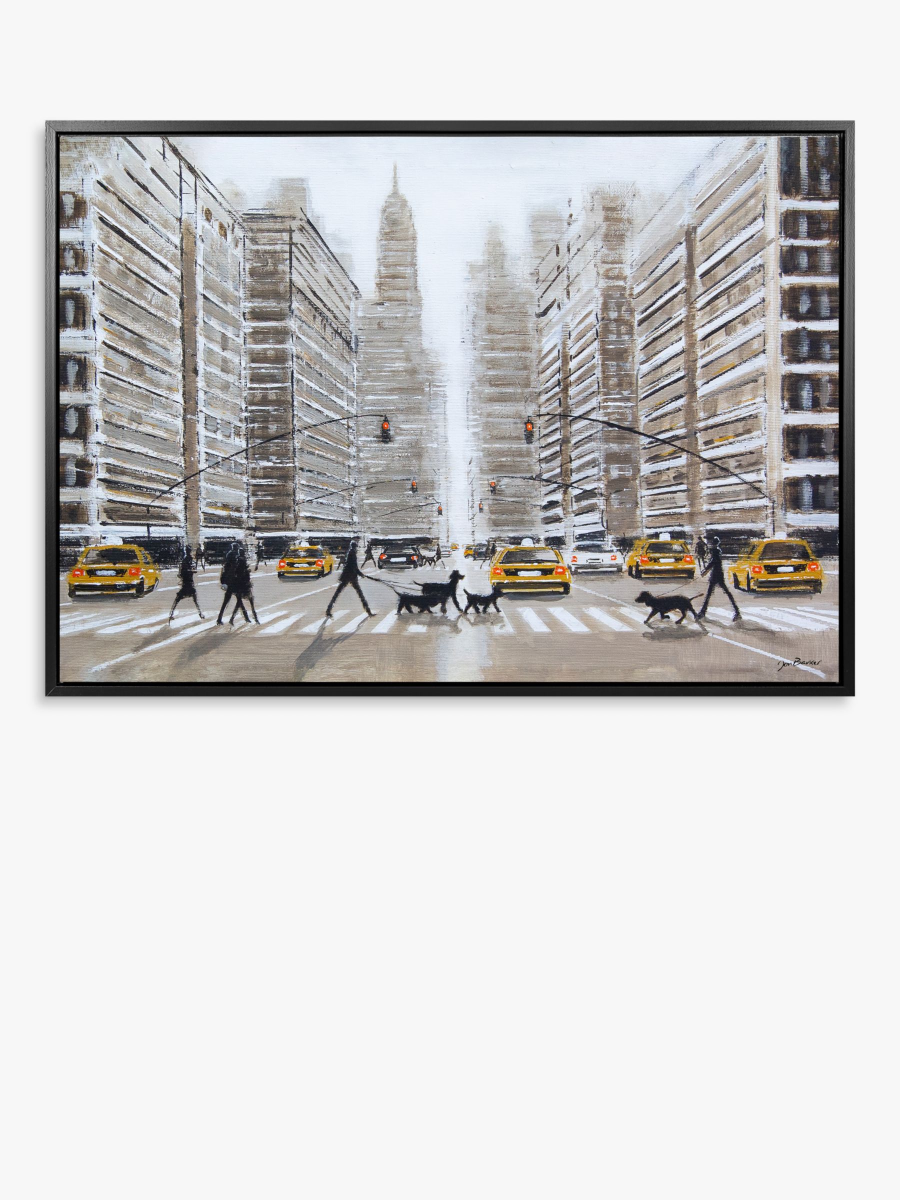 Jon Barker Dog Walker Day New York Framed Canvas Print 70 x