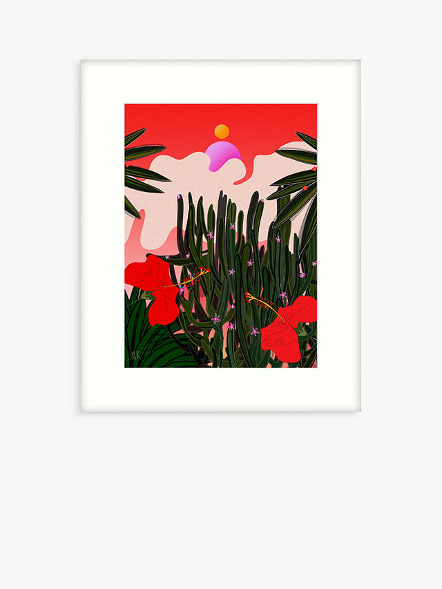 Meera Knowles - 'Desert Flower Indian Summer' Framed Print & Mount, 53.5 x 43.5cm, Red/Multi