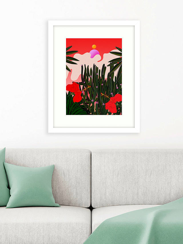 Meera Knowles - 'Desert Flower Indian Summer' Framed Print & Mount, 53.5 x 43.5cm, Red/Multi