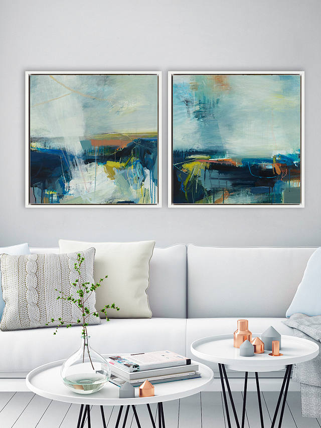 Alice Sheridan - 'Finding Light & Space' Abstract Framed Canvas Prints, Set of 2, 64 x 64cm, Blue/Multi