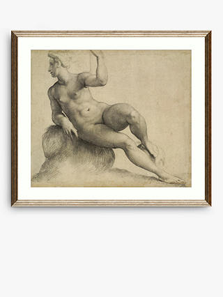 British Museum - Francesco Salviati Female Nude Framed Print & Mount, 76 x 86cm, Brown