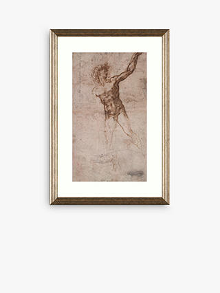 British Library - Michelangelo Male Nude Framed Print, 66 x 46cm, Brown