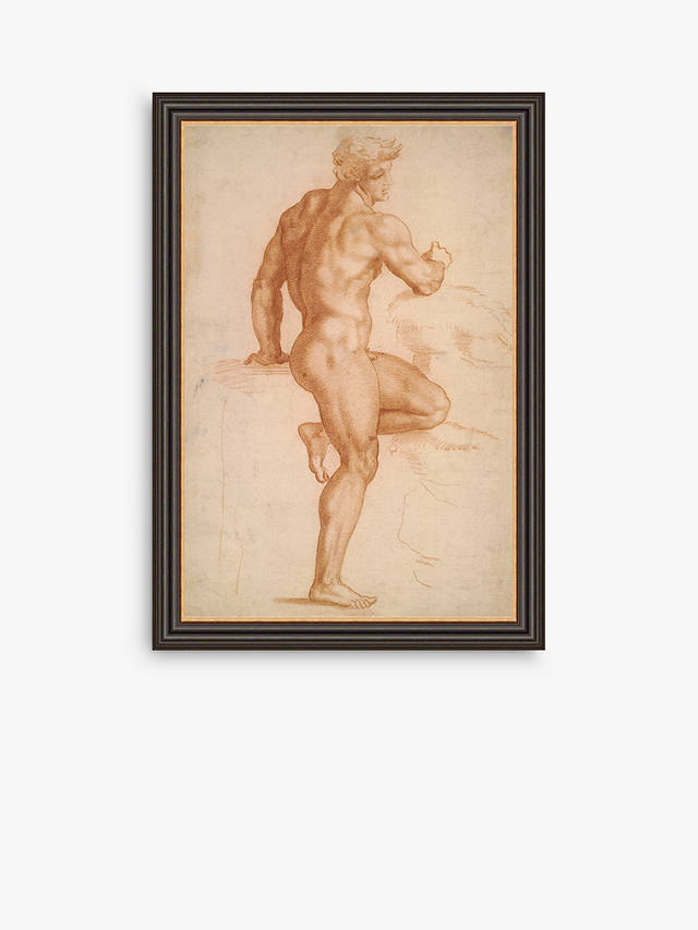 British Library - Baccio Bandinelli Male Nude Framed Print, 67.5 x 47.5cm, Brown