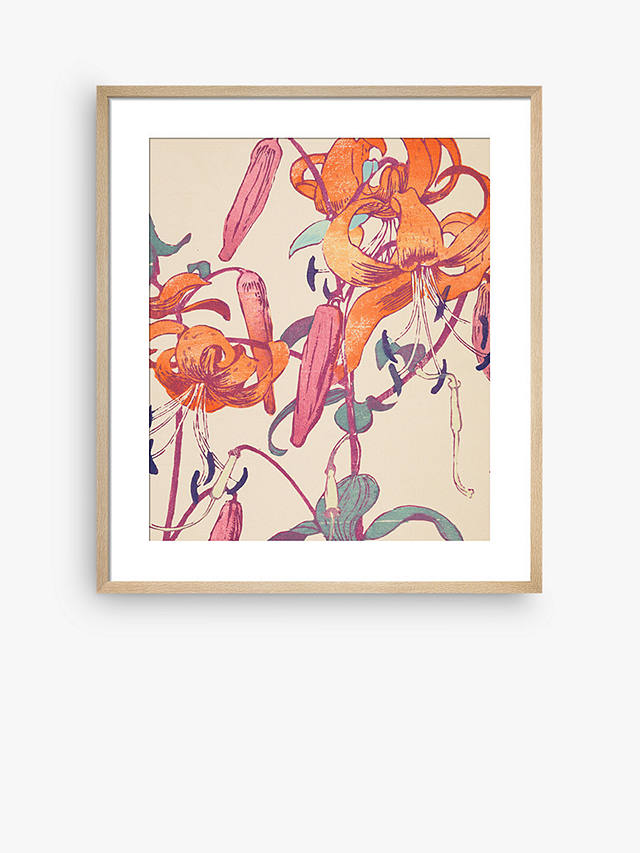 Mabel Royds - 'Tiger Lillies' Framed Print & Mount, 80 x 70cm, Orange/Multi