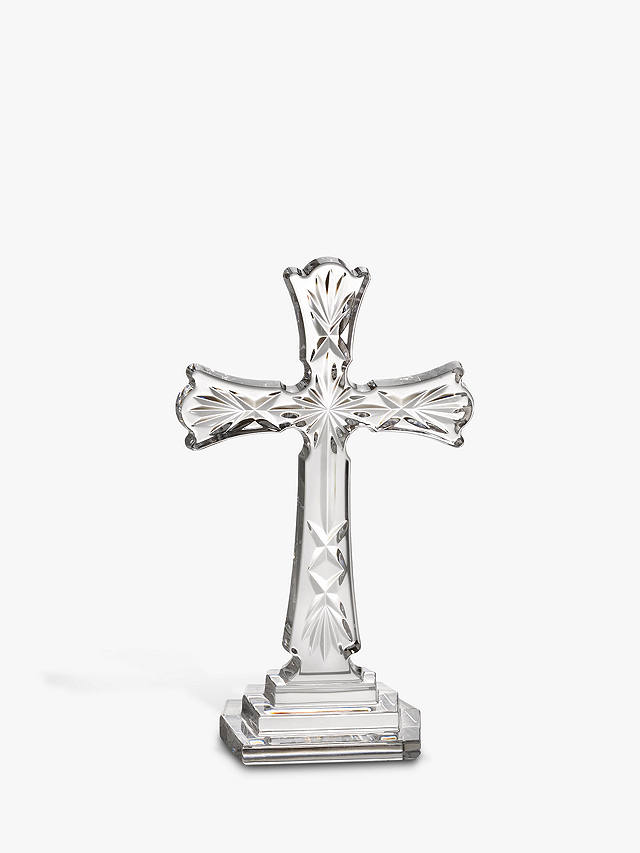 Waterford Crystal Cut Glass Standing Cross Ornament, H20cm