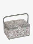 Groves Cotton Plant Print Sewing Basket, Grey