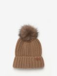 Barbour Saltburn Faux Fur Pom Pom Beanie Hat, Mink