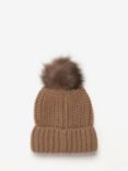 Barbour Saltburn Faux Fur Pom Pom Beanie Hat, Mink